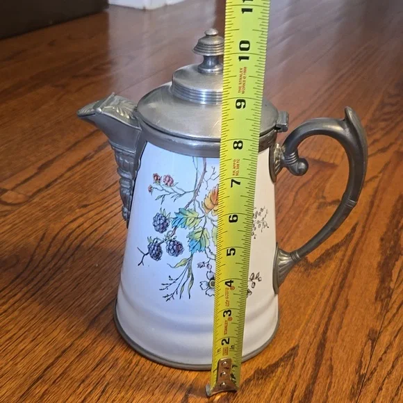Manning Bowman & Co Pewter and Enamelware Autumn Coffee and Tea Pot, Graniteware